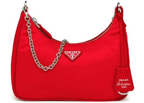 prada re-edition 2005 shoulder bag nylon red|prada re edition ruched.